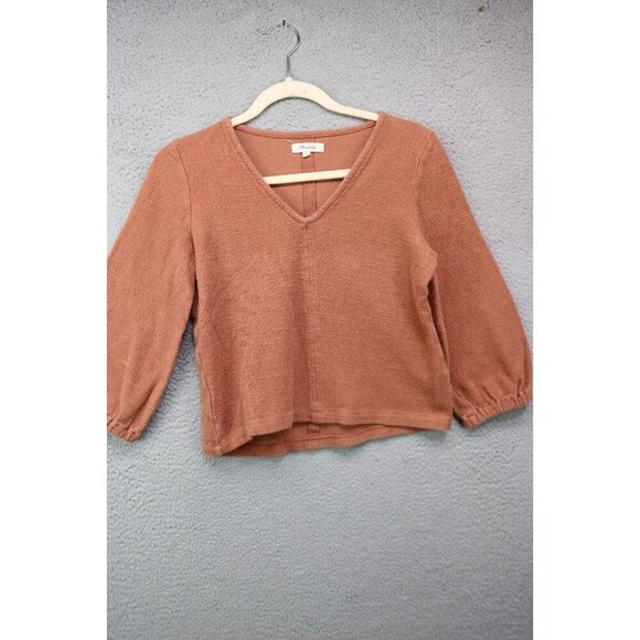 Madewell V-Neck 3/4 Puff Sleeves Cropped Top-Small-Prairie-Logenlook-Minimalist - Picture 1 of 7